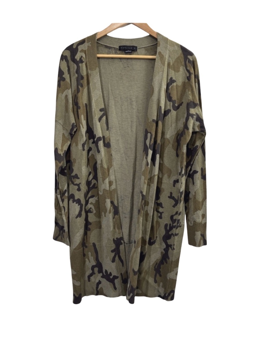 Sanctuary Green Cardigan Sweater with Camouflage Pattern